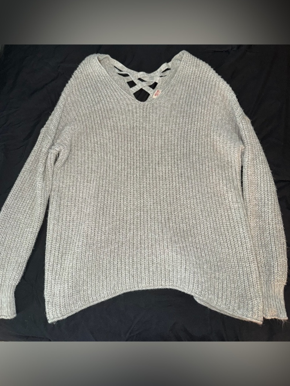Mossimo Supply Co. Light Gray Crisscross V-Neck Sweater